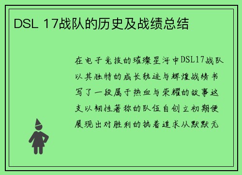 DSL 17战队的历史及战绩总结